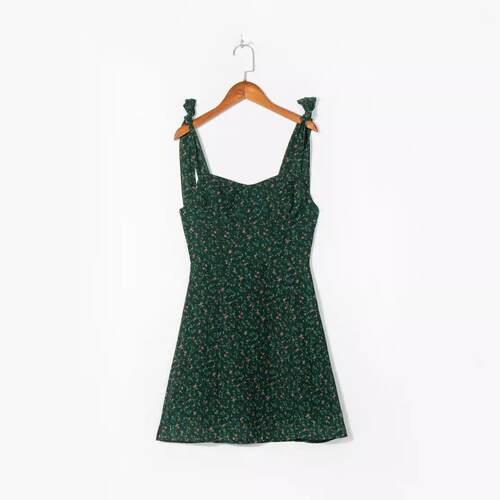 Dark green floral dress, summer sweetheart, floral collar,
