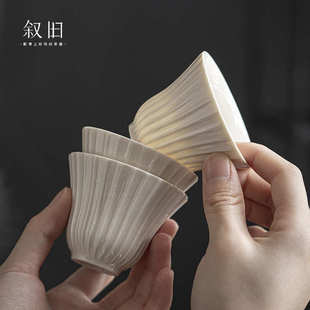 日式 叙旧 复古草木灰功夫茶具陶瓷茶杯喝茶主人杯品茗杯家用简约