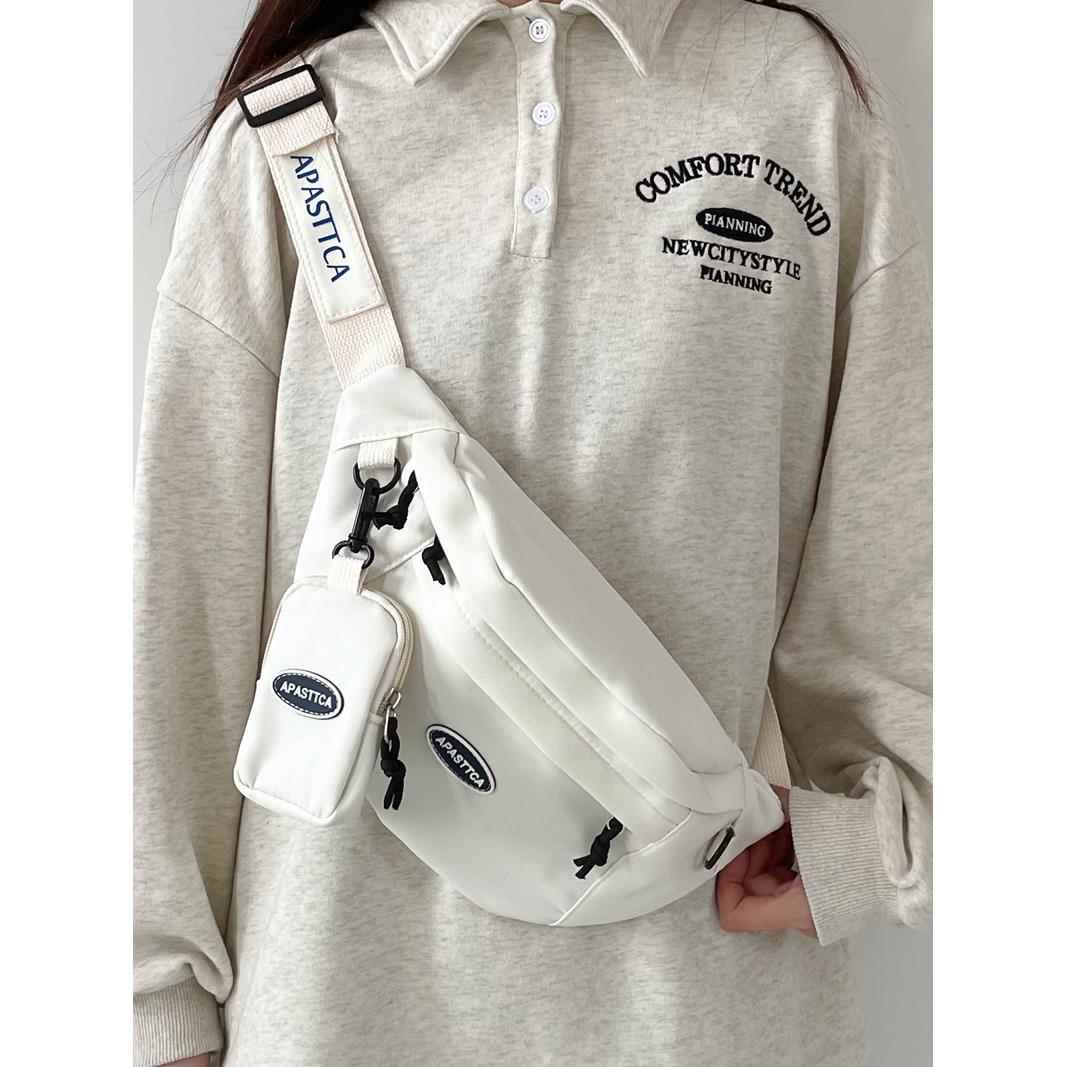 韩版小众胸包女ins潮日系运动斜揹包男休闲 百搭单肩包多功能腰包