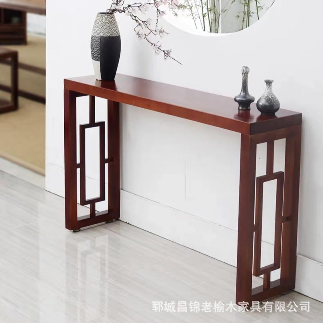 玄关条案桌老榆木桌子花瓶陶瓷展示台实木靠墙供桌家用长方形条几