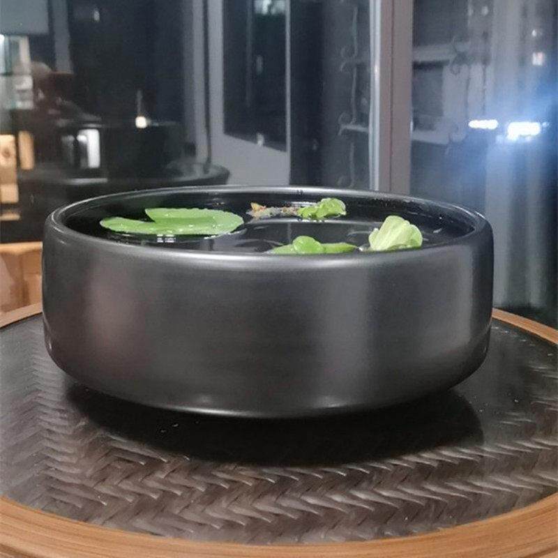 景德镇陶瓷金鱼缸古法生态养鱼盆观背青鳉乌龟缸桌面造景小型黑色
