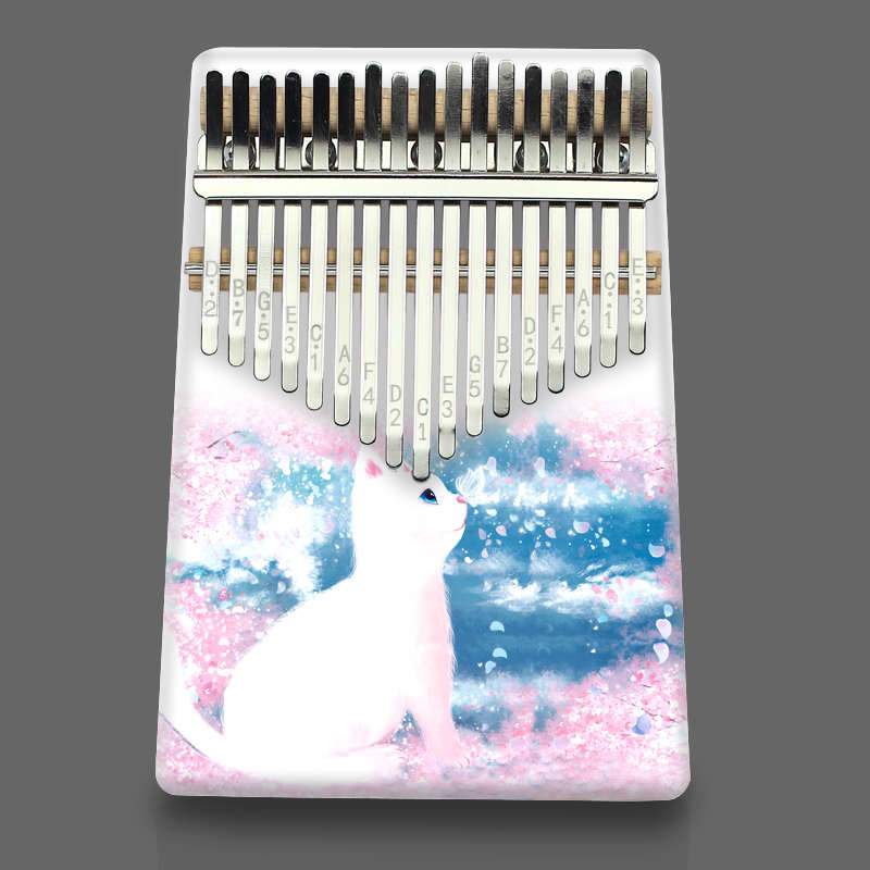 巴钢琴手指拇指网红便携式kalimba17音乐器林卡刻彩色琴图礼物