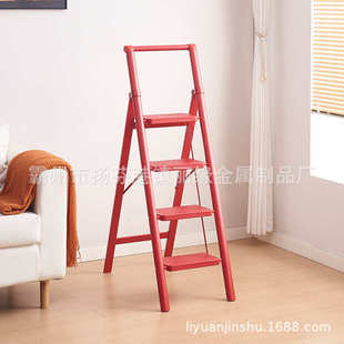 室内折叠梯加厚碳钢带扶手梯子室内外乔迁之喜梯 家用梯子扶手梯