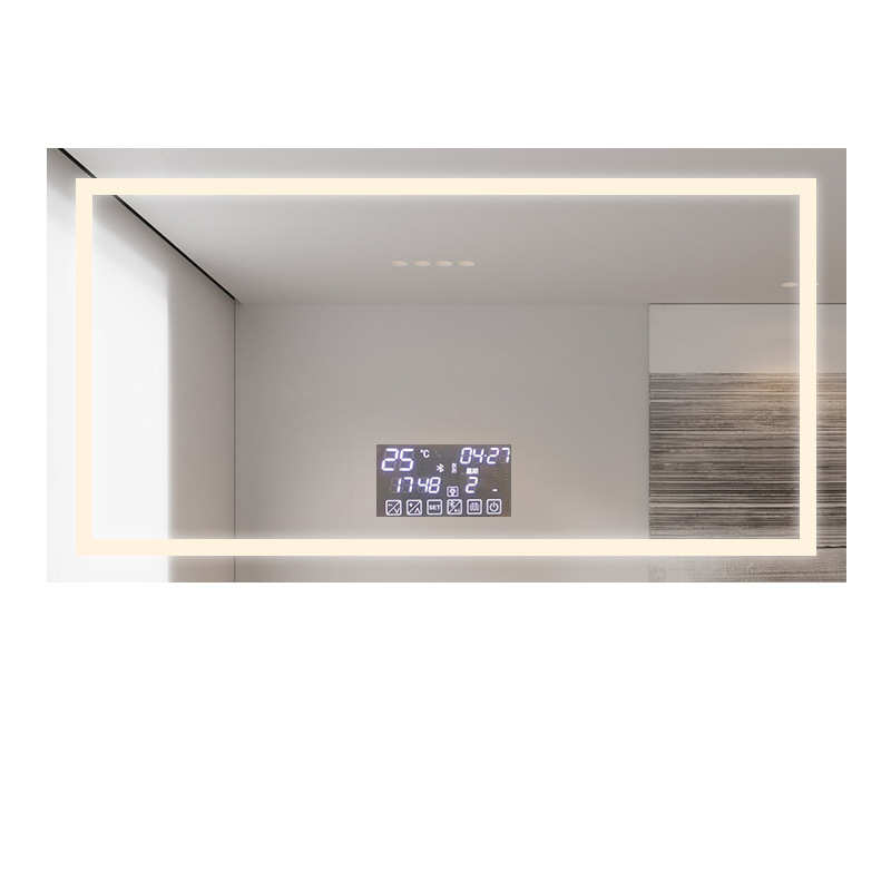 LED智能镜多功能直角发光浴室镜高档除雾时间卫生间浴室镜子