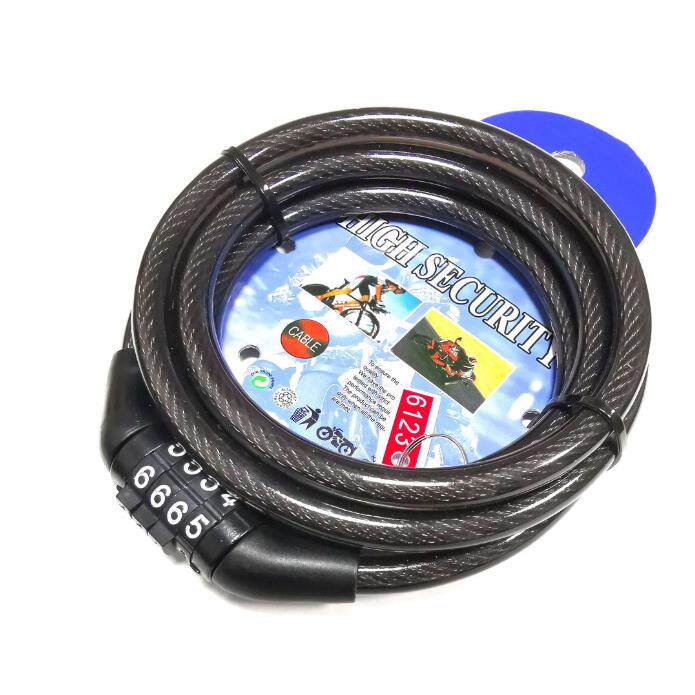 自行车锁山地车4位密码锁 钢丝锁 电动车钢缆锁 单车防盗骑行装备