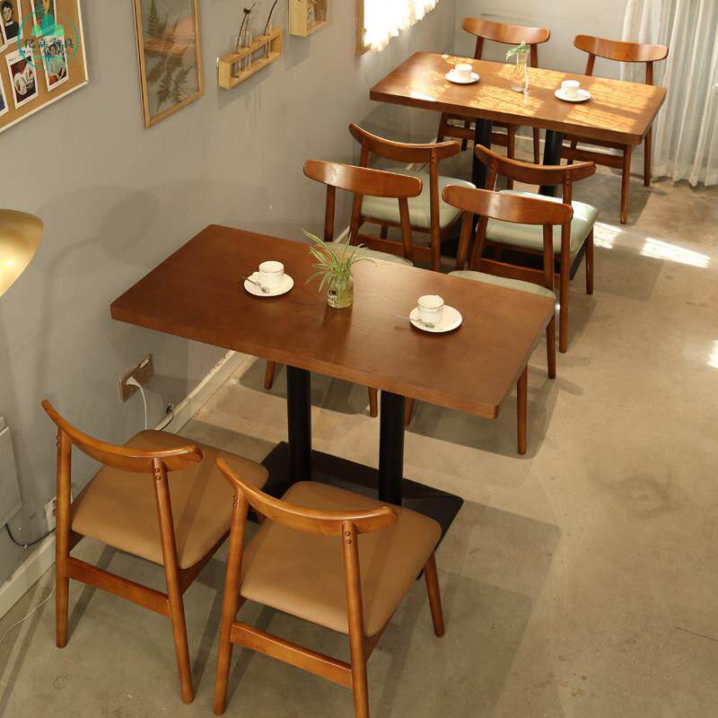 咖啡厅实木桌椅组合茶餐厅小吃日料店寿司店糖水店学校食堂餐桌椅