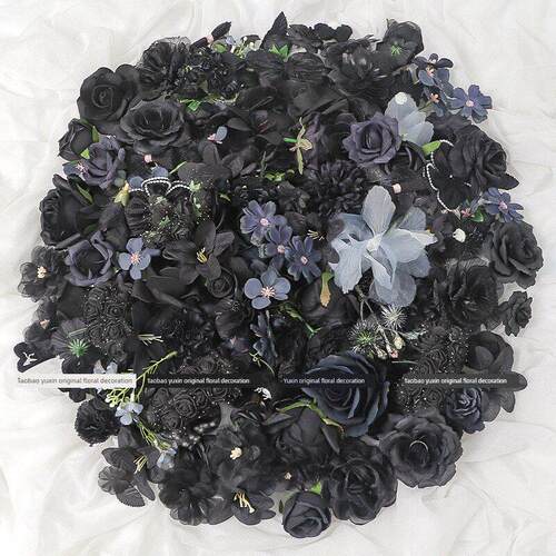 黑色人造花套装，丝花材质套装，DIY手工家装痛包，古美拍摄