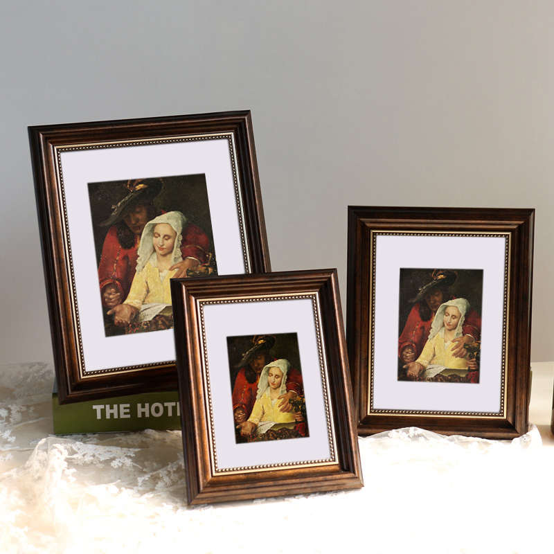 美式画框外框7寸8寸10寸12寸A4挂墙复古冲印洗照片加相框摆台竖横