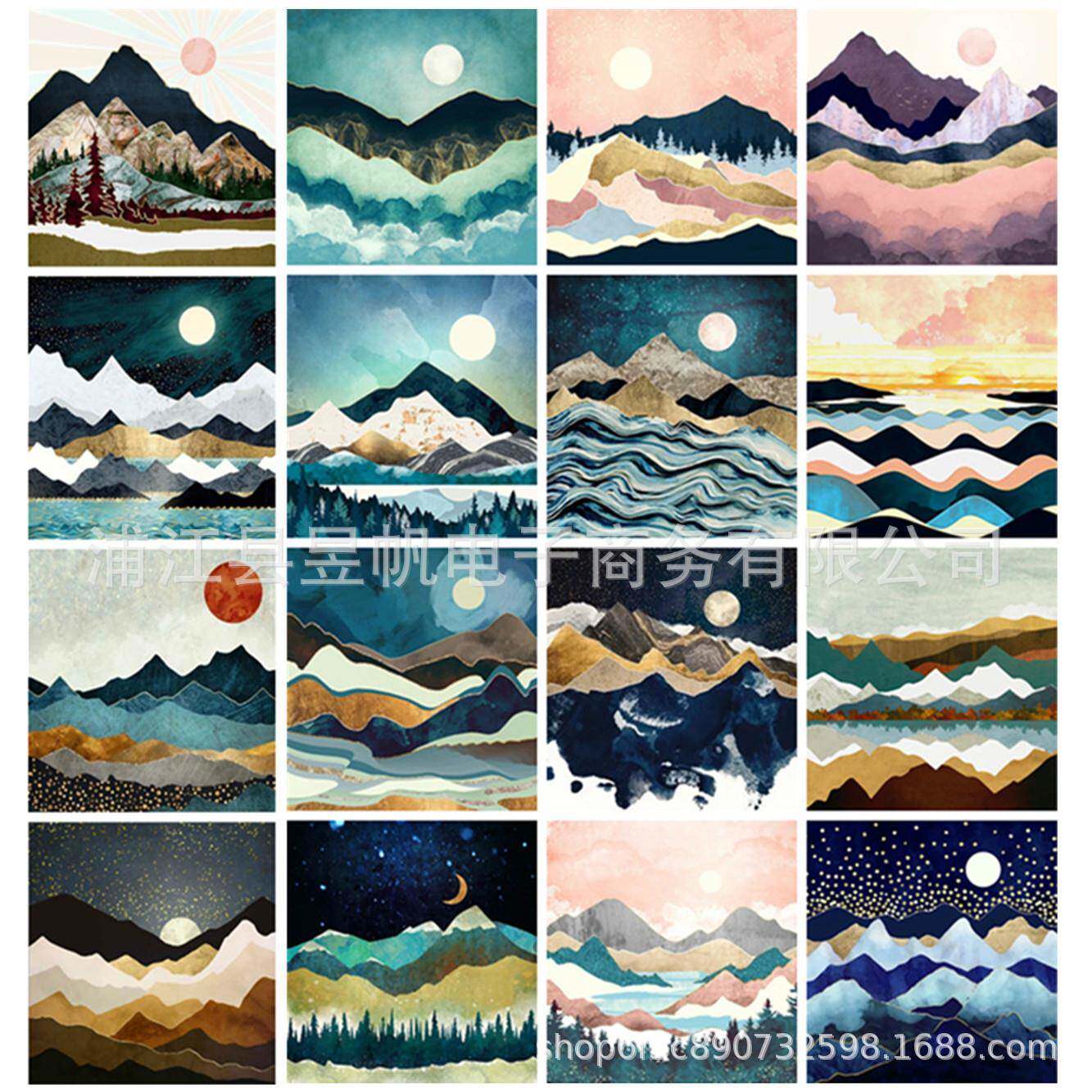 5D钻石画风景日出日落海边椰树夕阳diy月亮星空钻石绣家居装饰画