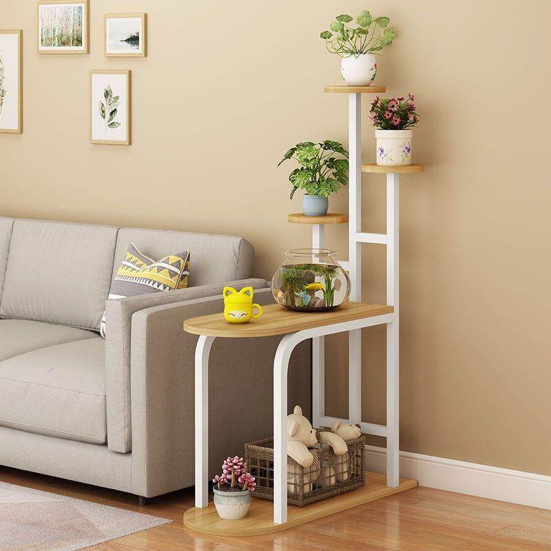 室内家用多功能落地铁艺花架鱼缸装饰花盆储物置物架多层沙发边几