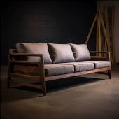 现代简约家用直排三人位设计师款 意式 极简客厅实木沙发2025新款