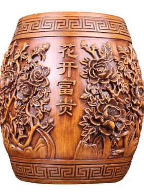 花开富贵仿实木中式鼓凳圆凳子古筝凳仿古换鞋凳可坐人琴凳工艺品
