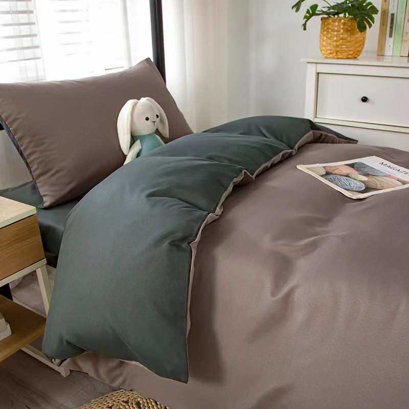 厂家批发纯色学生宿舍六件套员工床上用品套装被子床垫被褥全套件