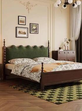 法式古实木床中古风小软包主卧简双人床VGJ1.复8m现代约户型民宿