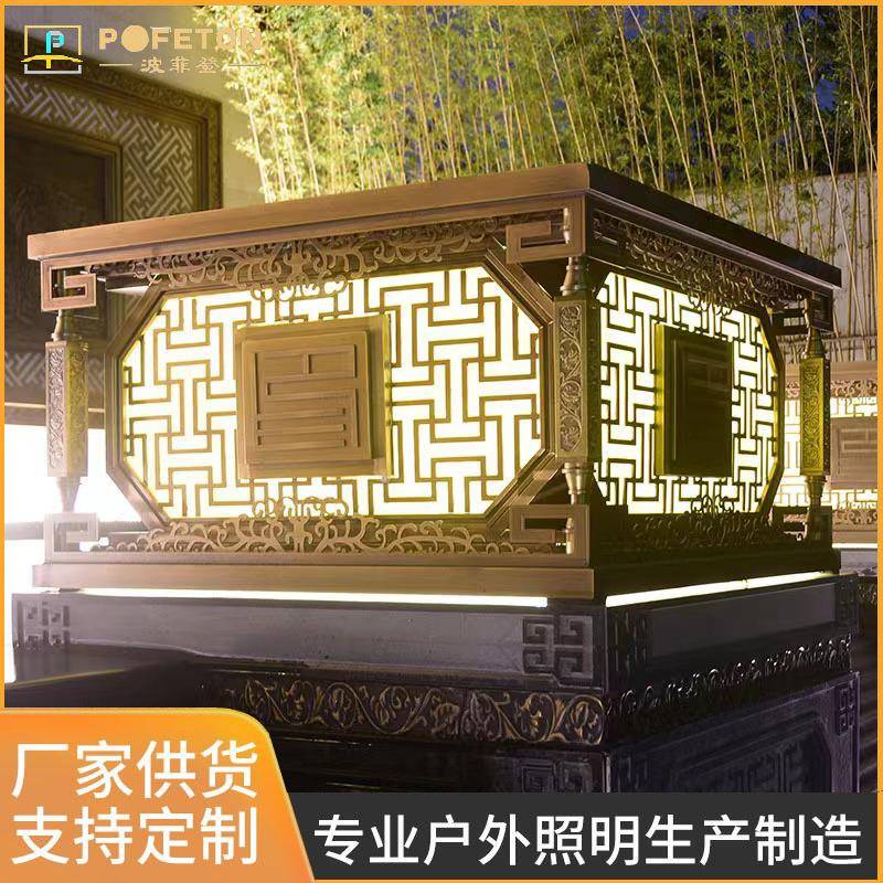 厂家直销不锈钢拉丝仿云石庭院柱头灯大型小区商场大门景观灯