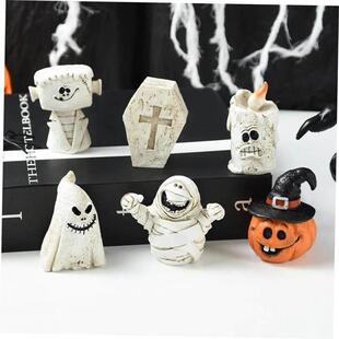Halloween Novelty Pumpkin Candle Ghost Mummy Coffin Figurine