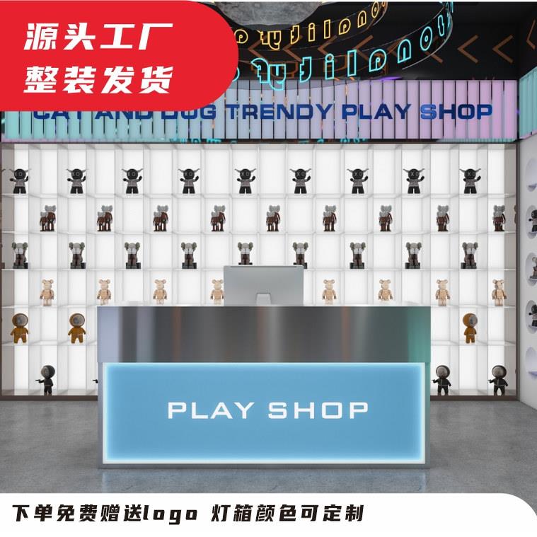 小型潮玩不锈钢前台服装店亚克力灯箱收银台理发店舞蹈室吧台定制