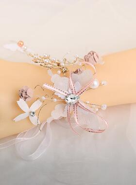 伴娘手腕花仙气唯美高档蓝色灰色小清新新娘姐妹团结婚礼手花