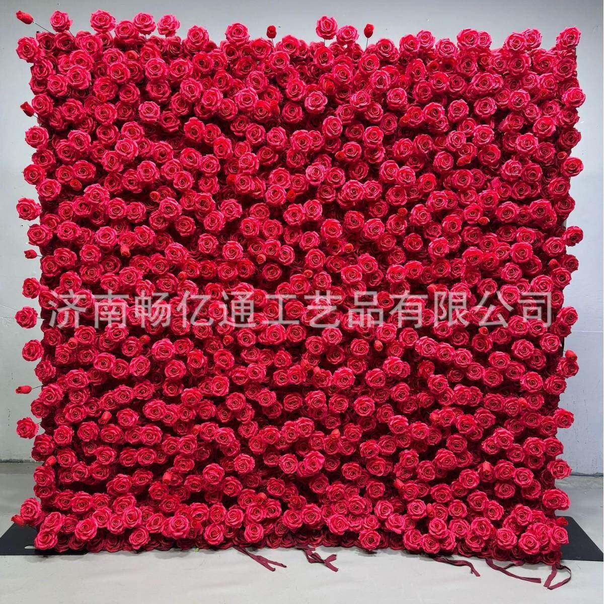 仿真花墙婚庆场景布置商场户外活动装饰网红打卡背景玫瑰花墙大红