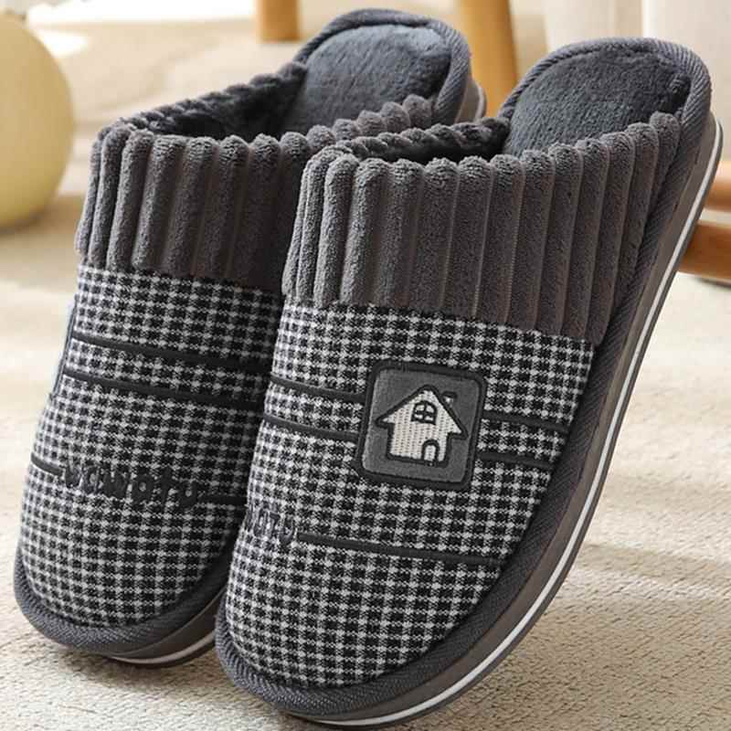 2025新款秋冬季加厚男士大码保暖棉拖鞋东北家居家用室内防滑4546