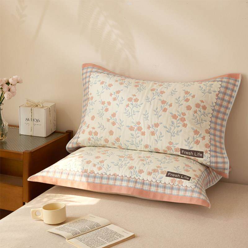 枕巾2026新款纯棉一对装纱布2026新款可固定枕头巾防头油绑带轻奢