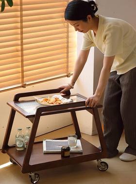 my复小中古移动茶几边推车BLS沙客发床头柜黑色实木家用法式几厅