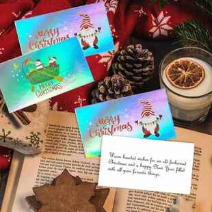 25/50pcs Christmas Greeting Cards DIY Santa Snowman Party In