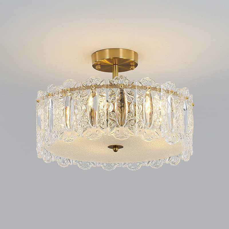 欧式轻奢水晶吸顶灯卧室房间客厅灯个性玻璃吸顶灯大气家用吸顶灯