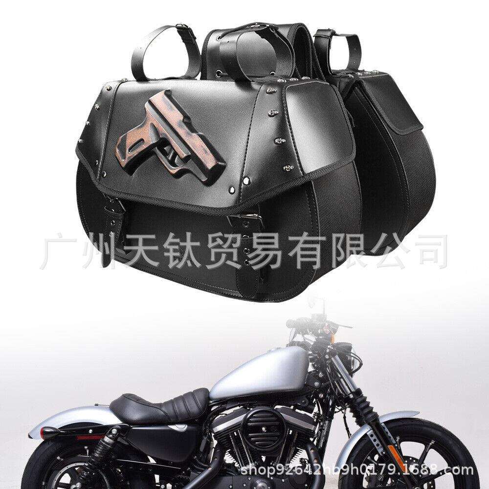 出厂价高品质PU皮革硬质马鞍袋工具马鞍袋适合哈雷跑车软帆Dyna摩