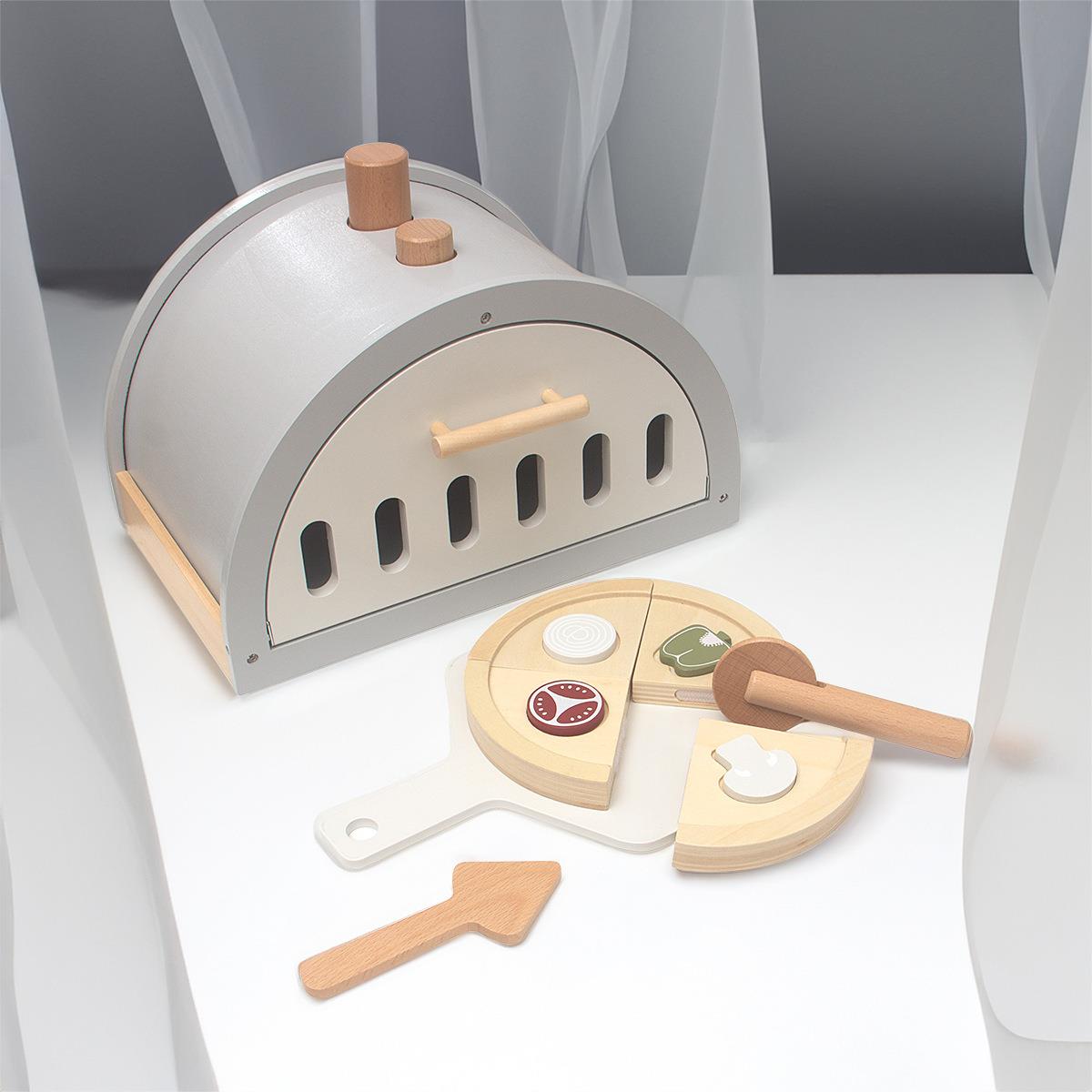 儿童玩男女孩迷木质仿你真烤箱QQQBBQ披萨过家酒亲家子互动具