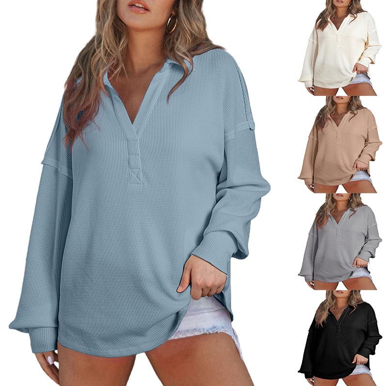 fit slim matching color collar knitted T-shirt