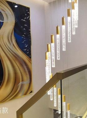 eld水晶复式楼梯吊灯新款轻别墅长吊灯lo奢ft公寓旋灯转LD050911