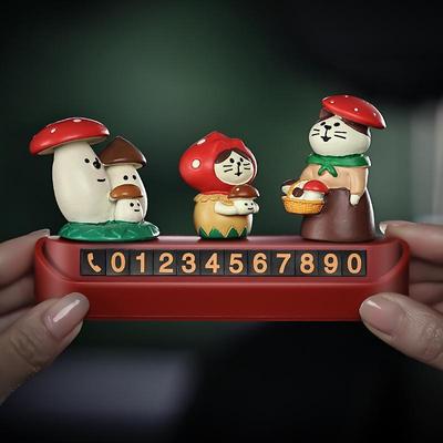 蘑菇秘656境汽上车临时停车电好话号码牌意挪车牌车载物车装饰用