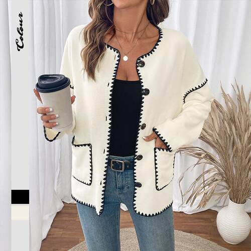 White trimmed fleece jacket for women 白色饰边摇粒绒外套女