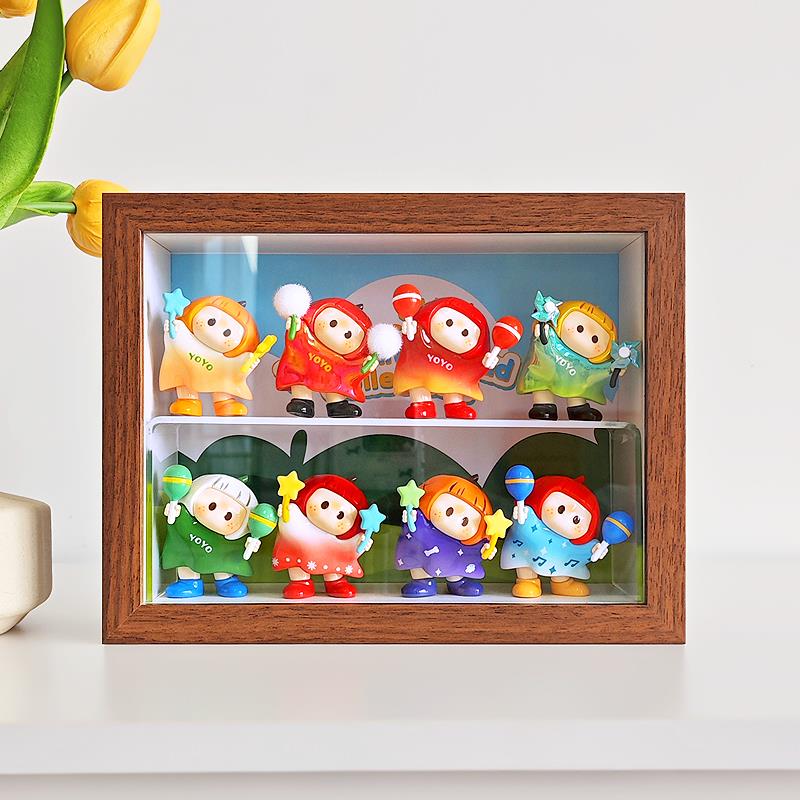 宏特维YOYO右右酱外头系列盲盒收纳盒手办展示架防尘玻璃相框展示柜摆件饰品