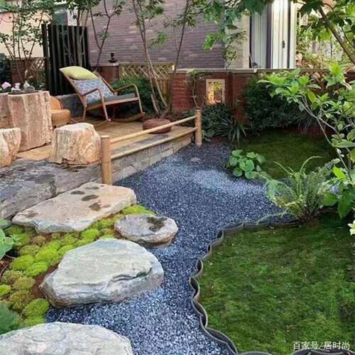 深灰色水洗石黑色景观砾石日式庭院造景装饰枯山水花园碎石子米石