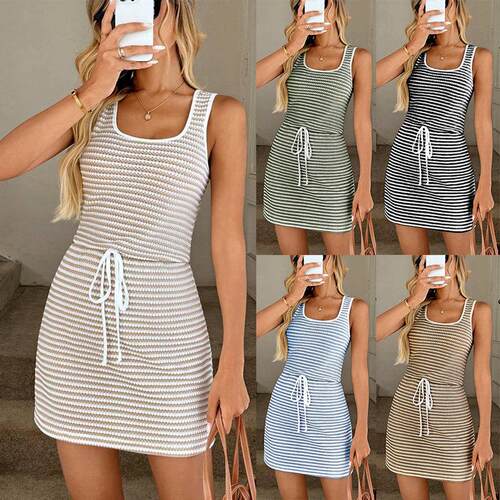 Women's Casual Striped Fitted Dress