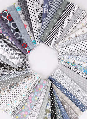 北欧风格 DIY手工布料布组纯棉灰色系平纹 25*25cm小布头小碎花布