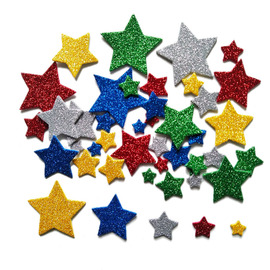 幼儿园益智玩具eva手工贴画，早教环境装饰彩色金粉五角星星奖励贴