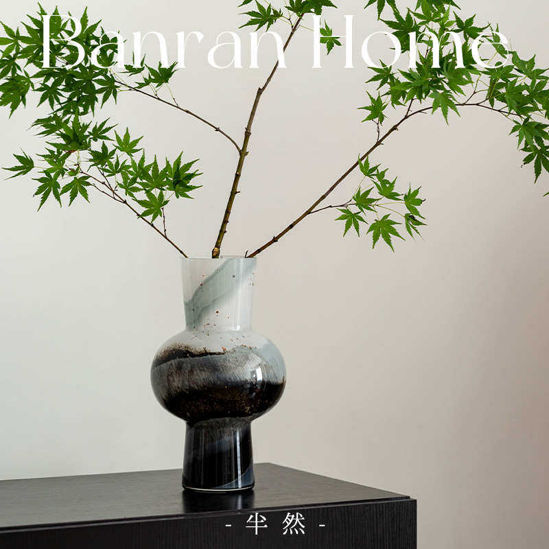 中古轻奢渐变玻璃花瓶摆件法式高级感客厅桌面插花装饰花器样板间,家居饰品,花瓶,淘宝优惠券,粉丝福利购,淘宝优惠卷