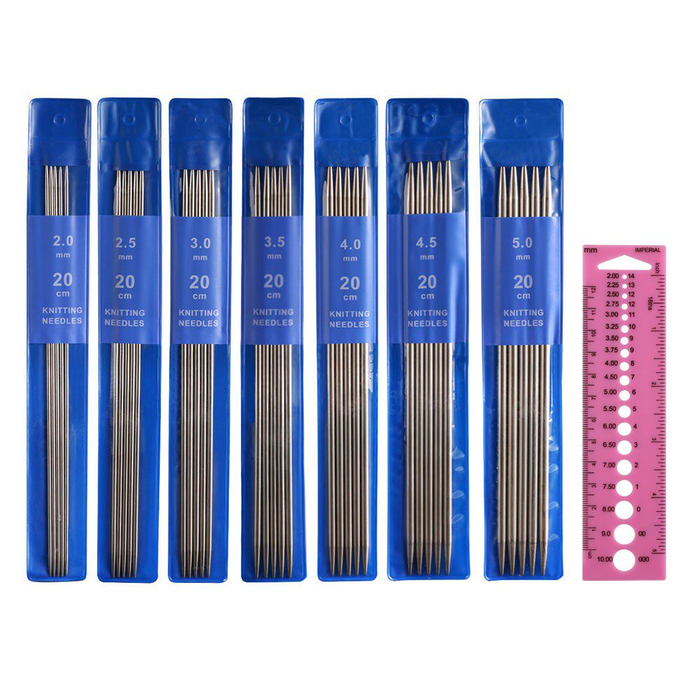 新品双尖棒针套装DIY毛线缝合专用编织工具不锈钢家用针7付一套