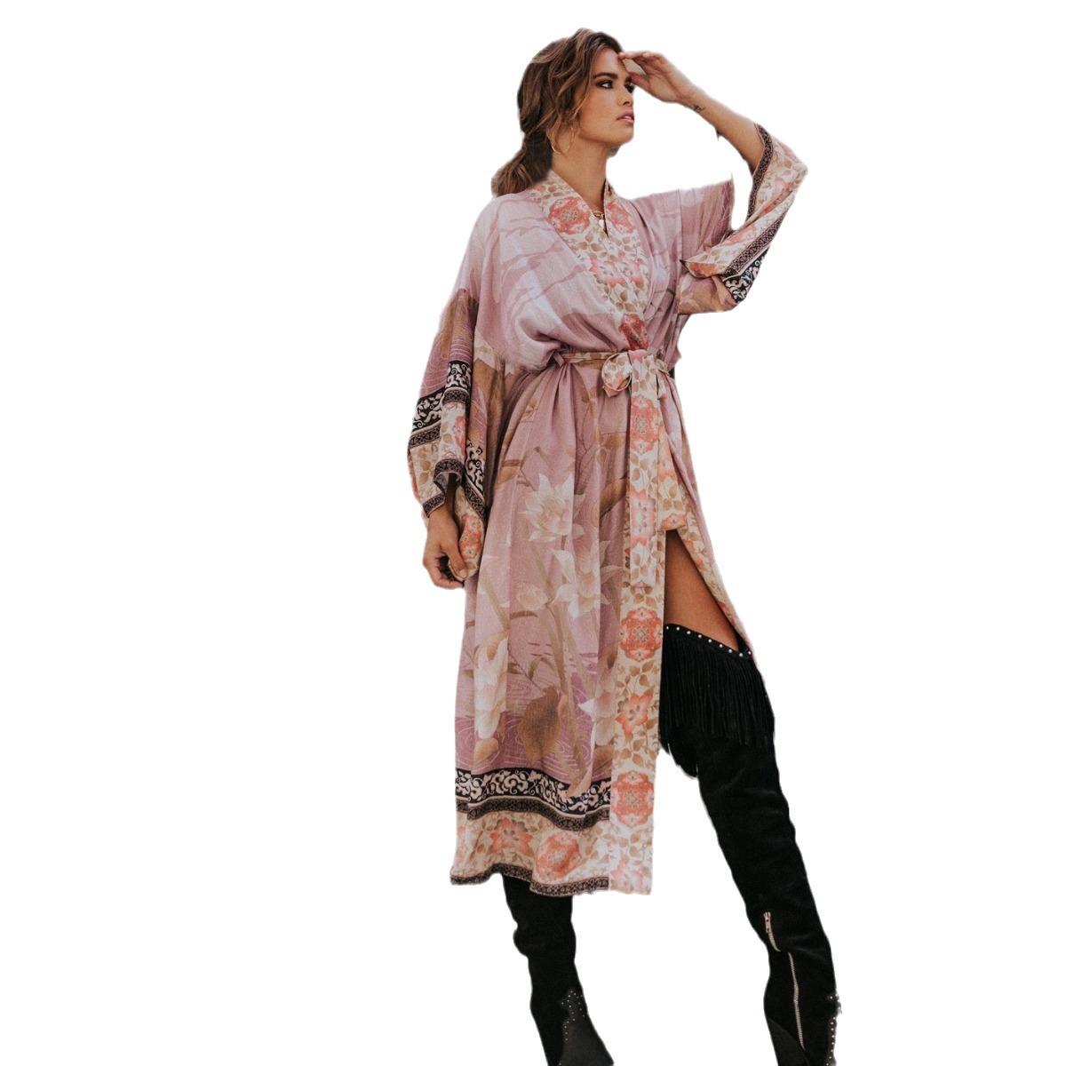 Quick-drying cardigan robe sunscreen kimono beach shirt