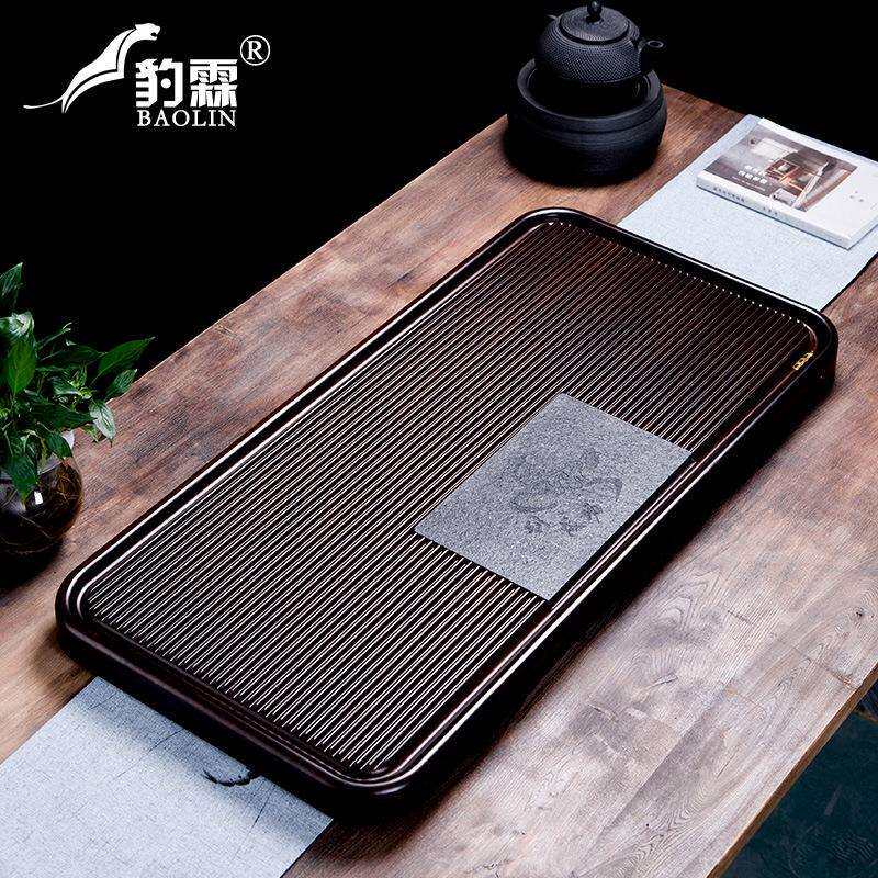整块重竹茶盘简约长方形茶具托盘大号家用小号竹制排水式茶台竹子