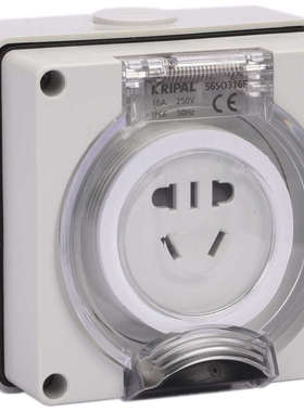 科瑞普KRIPAL新国标二三孔防暴雨明装插座56SO316F 16A 250V IP66