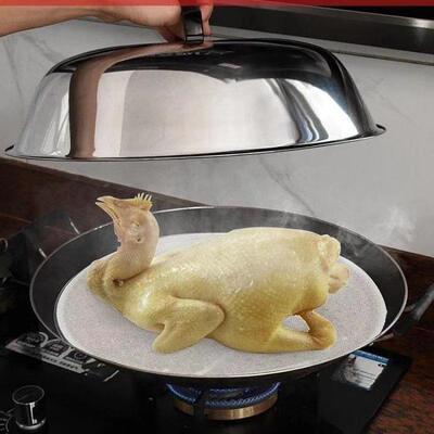 加厚不锈炒锅盖HEV加高形老式圆形大炒菜锅盖铁锅盖炒钢鼎盖锅盖