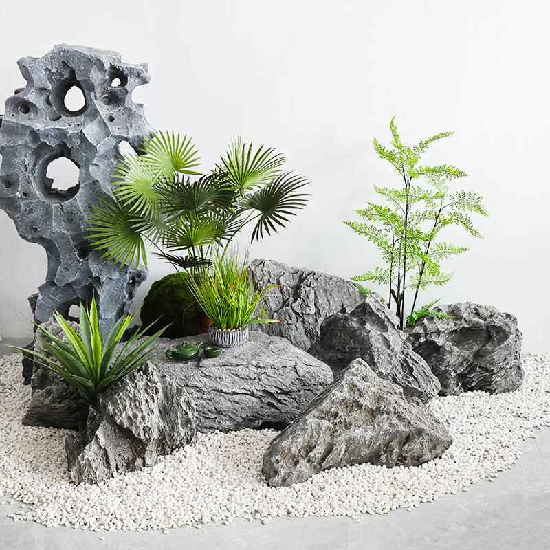 鱼缸假山室景内件造装饰摆ltao1018仿真庭院石户外景花园观石摄影