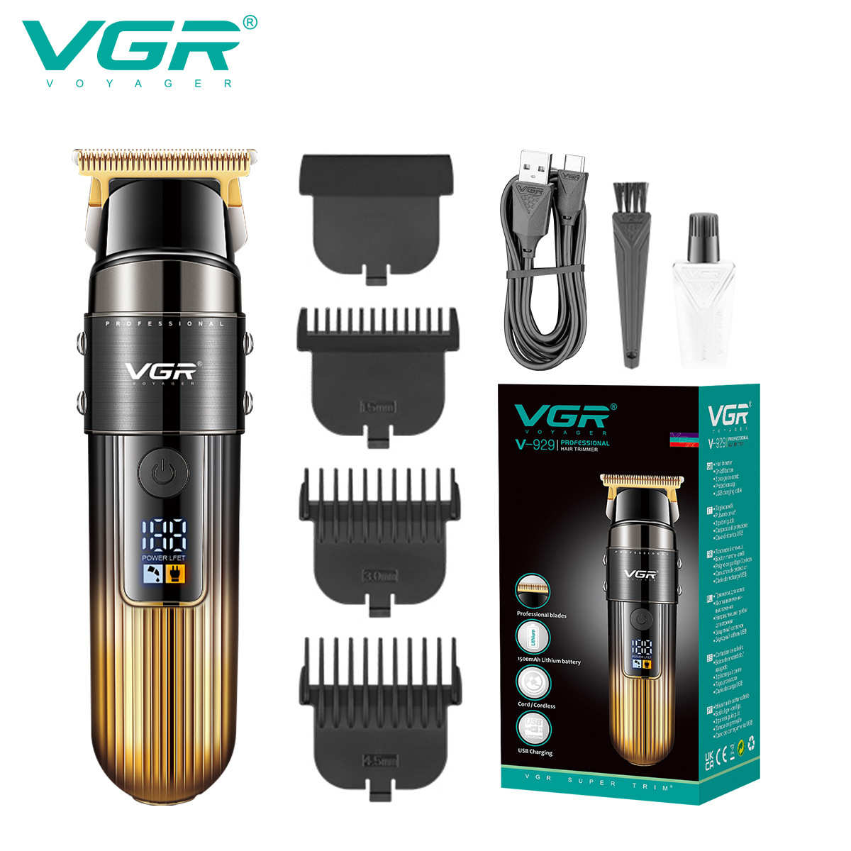 充电式跨境理电动剃发推剪头发家用电电发器雕刻推子自己vgr929