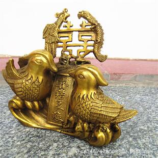纯铜鸳鸯喜结良缘鸳鸯戏水百年好合家饰工艺品铜器摆件