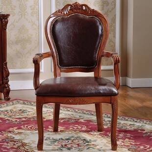 实木餐桌餐椅欧式 实餐椅酒店楼闲扶手休椅餐厅皮6098茶木凳子