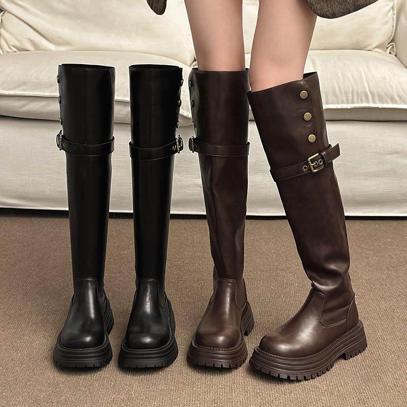 厚底过膝长靴女2026春新款两穿百搭粗跟骑士靴加绒长筒靴子0115e,女鞋,时装靴,淘宝优惠券,粉丝福利购,淘宝优惠卷